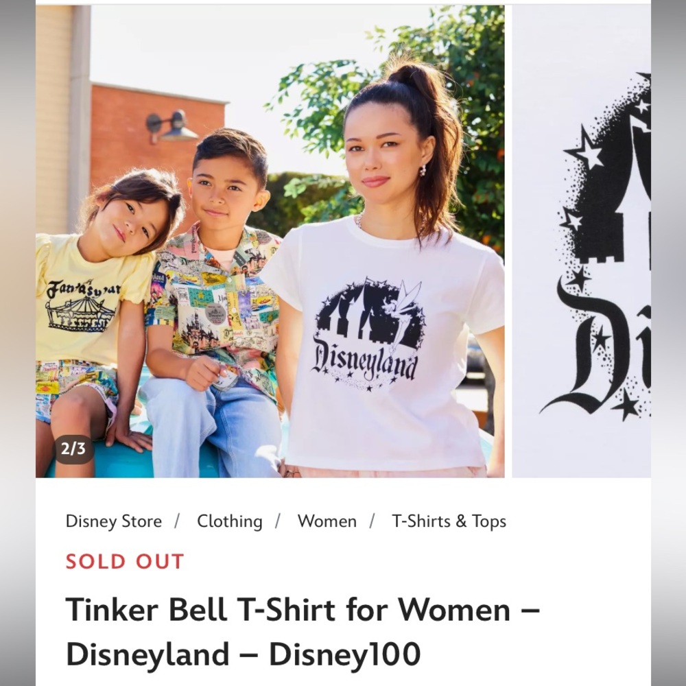 Disney 100 Disneyland Logo Tinker Bell Castle White Semi-Crop T-Shirt